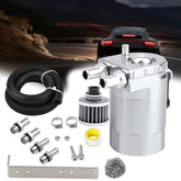 Upgraded Baffled Oil Catch Can with Breather Filter Kit Aluminum Oil Reservoir Tank with 3/8" Strengthened NBR Fuel Line